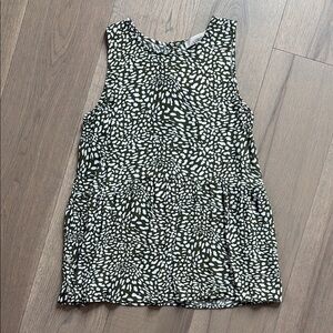 LOFT Olive and White Patterned Blouse